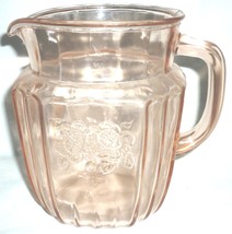 GORGEOUS VINTAGE PINK GLASS PITCHER SUNFLOWER HOCKING GLASS MAYFAIR OPEN... - $37.24