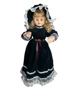 Vtg Telco Motionette Christmas Victorian Girl Animated Green Velvet Dres... - $59.39