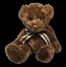 Applause Russ Brown Plush Teddy Bear Bow Stuffed Animal Sits 10&quot; Soft Furry Toy - £14.09 GBP