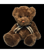 Applause Russ Brown Plush Teddy Bear Bow Stuffed Animal Sits 10&quot; Soft Fu... - $24.69 CAD