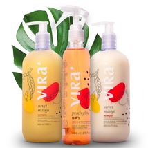 Shampoo, Conditioner Sweet Mango and Leave in Peach Glow Pack - for Curly, Wave - £68.74 GBP