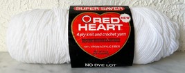 Vintage Red Heart Super Saver 4 Ply Knit &amp; Crochet Yarn-Partial Skein Wh... - $6.60