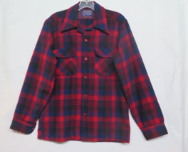 Vintage Pendleton Flannel Shirt Small Wool Plaid Red Plaid USA Holes Flaws Read - £26.21 GBP