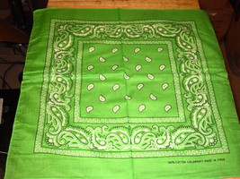 BANDANNA HANDKERCHIEF LIGHT GREEN  SET OF 3 - £5.84 GBP