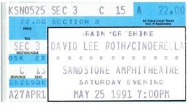 Vintage David Lee Roth Ticket Stub May 25 1991 Sandstone Amphitheater Ka... - $24.74