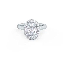  1.00carat- 7x5MM Oval Cut Moissanite Engagement Ring With Halo In 14k Gold - £488.26 GBP