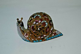 Antique Vintage Cloisonne Flower Collectible Snail Statue Figurine - $748.51 MXN