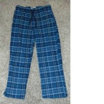 Mens Lounge Pants Merona Blue Plaid Fleece Pajamas Bottoms-size L - £7.96 GBP