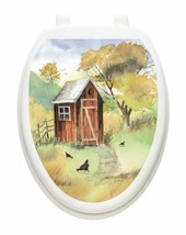 Toilet Tattoo Vinyl Lid Cover Removable Reusable  Watercolor Outhouse - £18.46 GBP