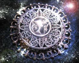 HAUNTED ANTIQUE PIN NECKLACE CIRCLE OF ANCIENTS TOUCH & REQUEST POWERS MAGICK image 2