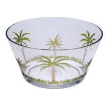 Clear and Green Four Piece Palm Tree Acrylic Service For Four Bowl Set - $1,332.19 MXN