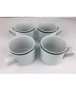 Set of 4 DANSK BISTRO CHRISTIANSHAVN BLUE Flat Coffee Mugs Tea Cups  - £18.60 GBP