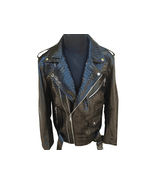 Black Motorcycle Leather Jacket Real Python Snake Skin with Glossy Finis... - $1,029.01 CAD+