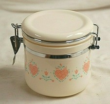 Hard Plastic Kitchen Canister Jar Locking Lid Heart Designs Vintage Cont... - £21.35 GBP