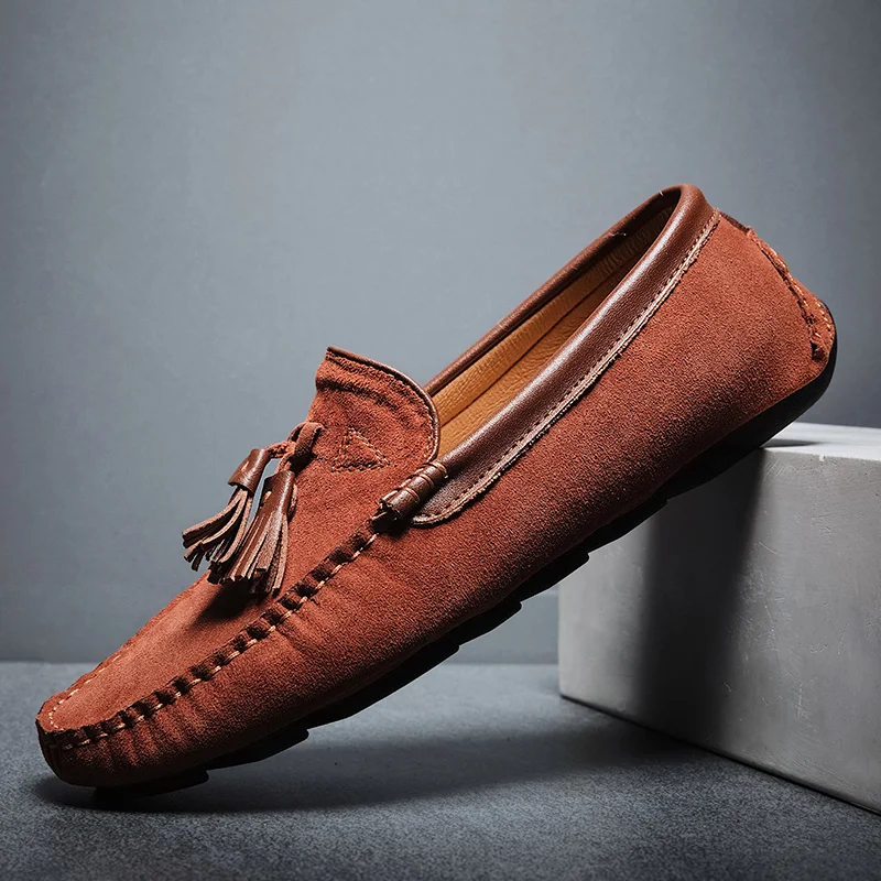 Man Summer Fashion Handsewn Genuine Leather Suede Shoes Men Casual Loafe... - $54.97