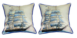 Pair of Betsy Drake Whaling Ship Large Pillows 18 Inch x 18 Inch - £70.05 GBP