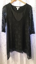 Pretty Black Lace Gothic Tunic Top Size M Exc Lady Noiz - $8.00