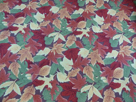Marcus Brothers cotton Fabric Fall Leaves red orange yellow green 44&quot; X 50&quot; long - £9.48 GBP