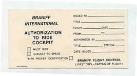 Braniff International Form Authorization To Ride Cockpit  - £16.81 GBP