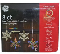 8 GE Color Choice Dual Color White / Multi-Color LED Snowflake Lights - 1295991 - $59.39
