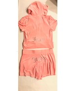 Juicy Couture Bling Velour Tracksuit Hoodie &amp; Shorts Set Flamingo Pink L... - $69.99