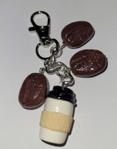 Coffee Lover Keychain Accessory Cup Beans Drink Coffee - £7.07 GBP
