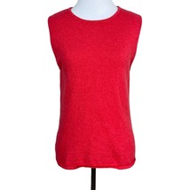 D2K Shell Top Womens Large Coral Red 100% Cashmere Sleeveless Tank Round... - £23.62 GBP