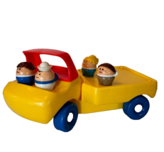Vintage Little Tikes Yellow &amp; Red Toy Flat Bed Truck 5 Toddle Tots Figures - $17.09