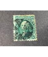 1861 US Postage Stamp #68 No Grill 10c Yellow-Green Used Hinged - £42.06 GBP