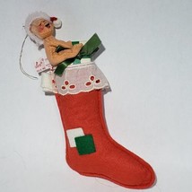 Vintage 1981 Annalee Mobilitee Doll 9&quot; 1985 Baby in Christmas Stocking Ornament - £11.75 GBP