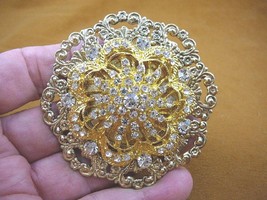 bb601-150) white rhinestone star flower scrolled circle brooch pin pendant icing - £19.83 GBP