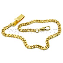 Gold Color Pocket Watch Chain for Men Albert Chain with Belt Clip swivel... - £11.96 GBP