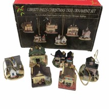 Liberty Falls Christmas Tree Ornament set Colorado Mining Mini Buildings Vtg - £13.31 GBP