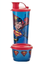 Tupperware (new) SUPERMAN - SNACK SET - TUMBLER 16 OZ. &amp; SNACK CUP - £16.13 GBP