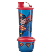 Tupperware (new) SUPERMAN - SNACK SET - TUMBLER 16 OZ. & SNACK CUP - £16.18 GBP
