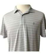 Izod Golf Mens Polo Shirt Size M Gray Striped Short Sleeve Activewear - $21.43 CAD