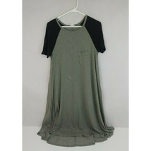 LulaRoe Short Sleeve T-Shirt Dress Size S Gray With Black Sleeves &amp; Fron... - £8.48 GBP
