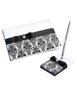 Black And White Damask Wedding Guest Book Pen Set (Gb735 Bd) - £44.05 GBP