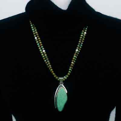  Jay King DTR Sterling Silver 925 Green Turquoise Necklace Pendant Earring Set  - $149.00