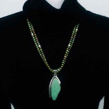  Jay King DTR Sterling Silver 925 Green Turquoise Necklace Pendant Earring Set  - £116.47 GBP