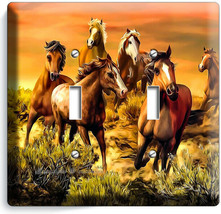 Wild Prairie Horses Beautiful Southwest Sunset 2GANG Light Switch Plate Hd Decor - £10.20 GBP