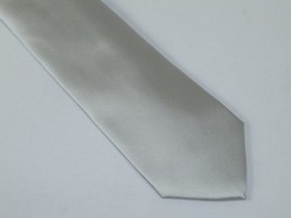Men's Perry Ellis Tie Classic Satin Silky Feel #Perry-2 Solid Silver Gray image 4