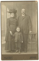 CIRCA 1880&#39;S CABINET CARD German Family Of 3 Victorian Clothes Karlsbad, Germany - $9.49