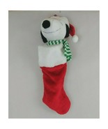 Peanuts Snoopy In A Santa Hat W/ Green &amp; White Striped Scarf Christmas S... - $33.92 CAD