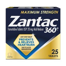 Zantac 360 Maximum Strength Tablets, 25 Count, Heartburn Prevention and ... - $8.89