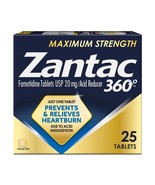 Zantac 360 Maximum Strength Tablets, 25 Count, Heartburn Prevention and ... - $8.89
