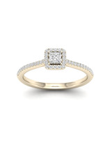 Authenticity Guarantee 
10K Yellow Gold 1/3ct TDW. Princess Diamond Halo Enga... - £403.64 GBP