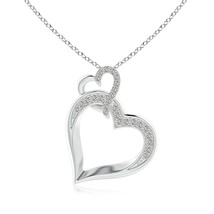 ANGARA Natural Diamond Tilted Heart Pendant Necklace in Silver for Women (1.3mm) - £205.97 GBP+