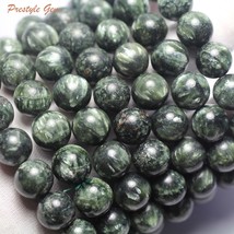  (1 bracelet/set)  natural 11.5-12.5mm Russian seraphinite smooth round stone wh - £43.53 GBP