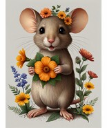Mouse and Flower Clip Art -12 High Quality Jpg-Digital Download, Digital Craft - $1.99